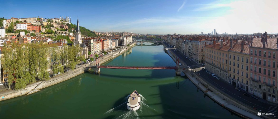 Panorama de la ville de Lyon en Drone