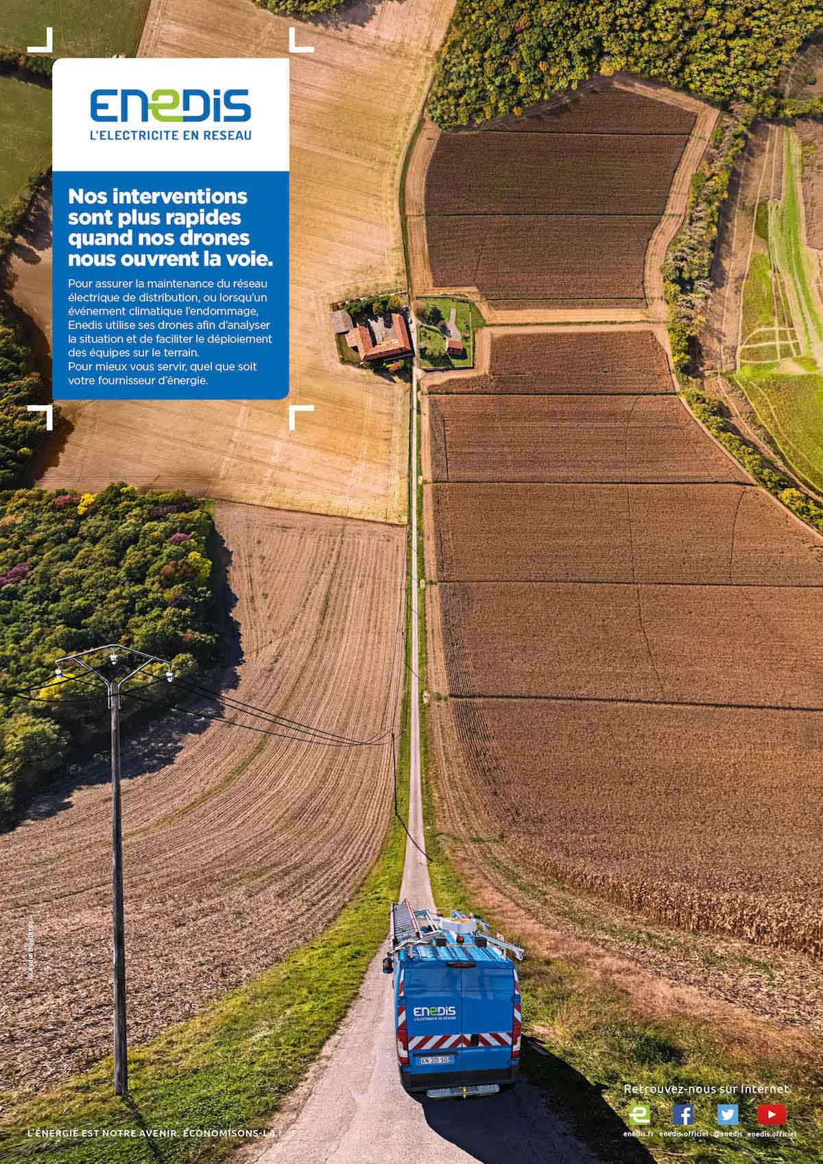 Campagne publicitaire pour Enedis avec photos aérienne par drone