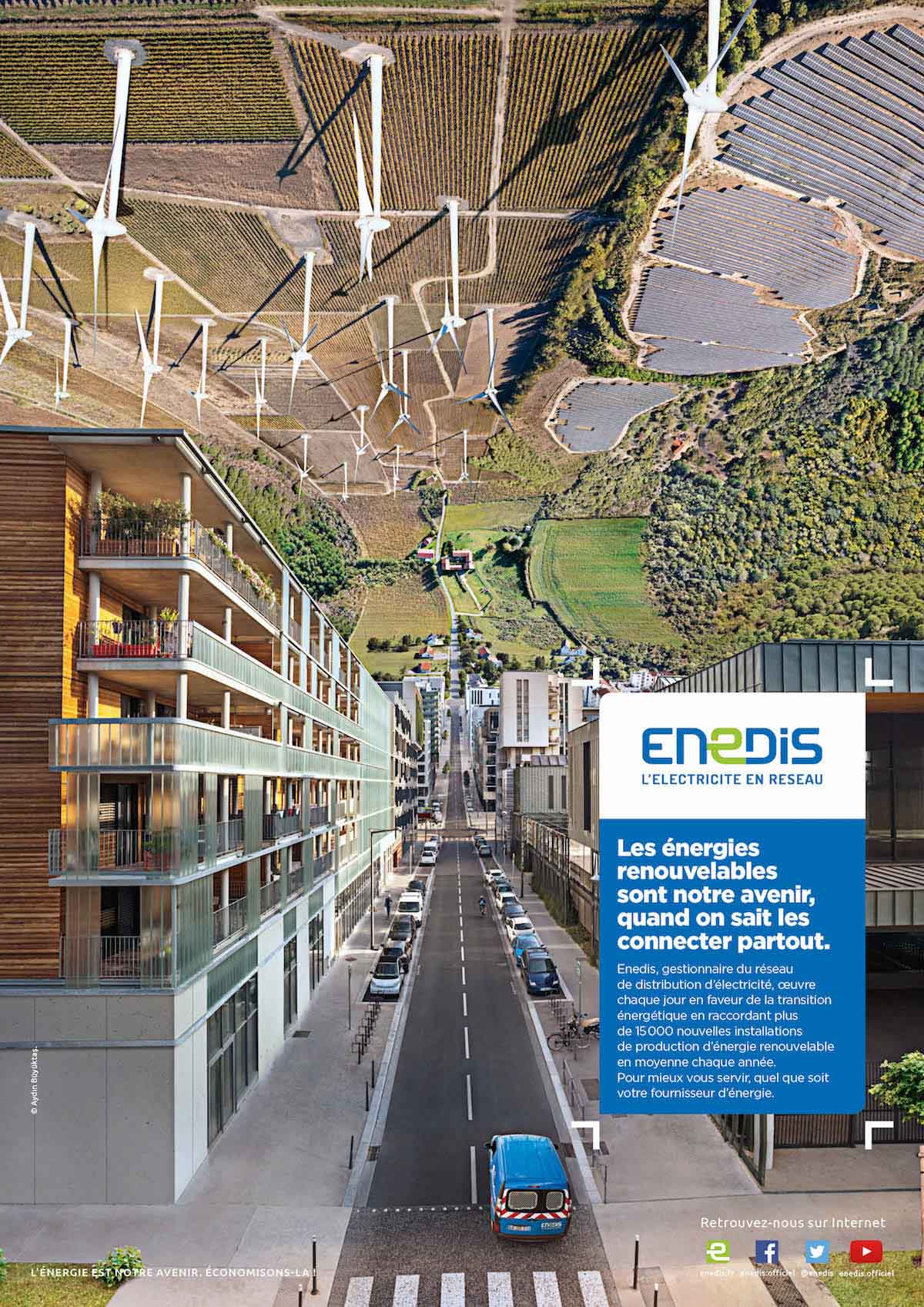 Campagne publicitaire Enedis avec photos aérienne par drone